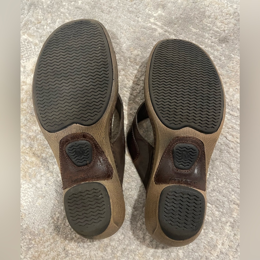 Merrell Luxe Thong Coffee Brown Leather Sandals Women’s Size 7 Open Toe Summer - Picture 10 of 10